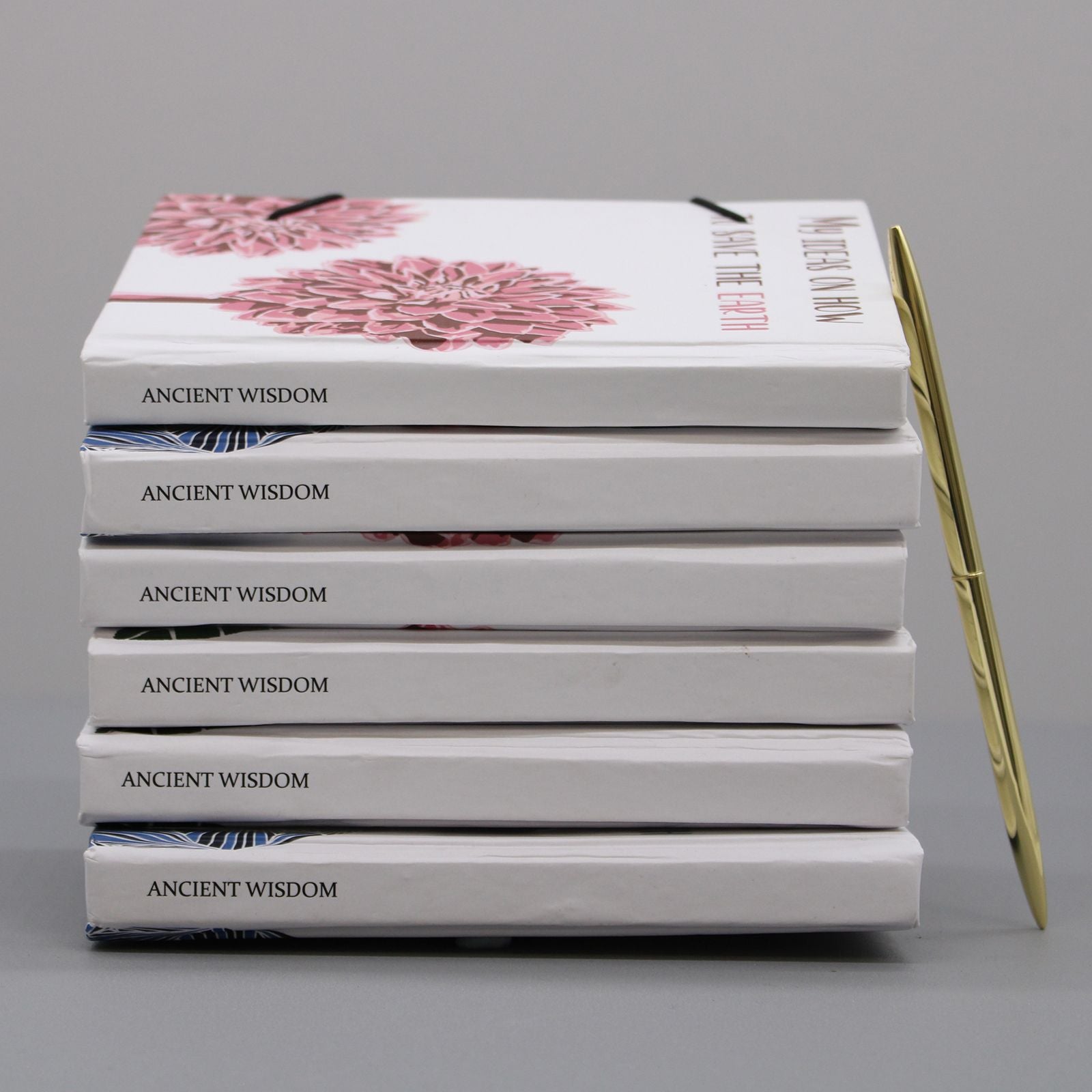 Notebook with Strap Featuring Beautiful Flowers in the Same Garden