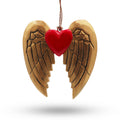 Gold Xmas Angel Wing & Heart Christmas Decoration with Black Detail