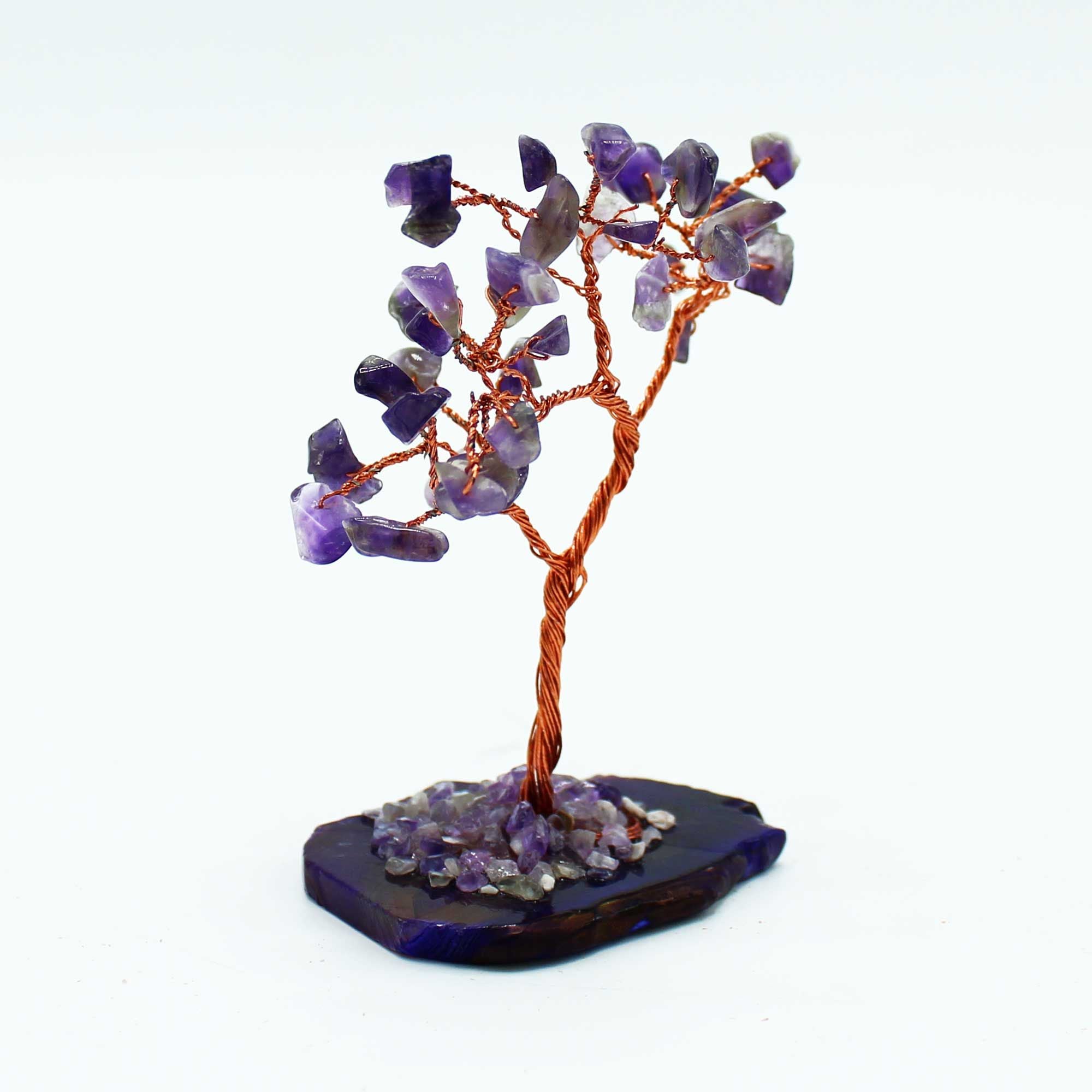 Amethyst Gemstone Tree on Natural Agate Base with 35 Beautiful Stones