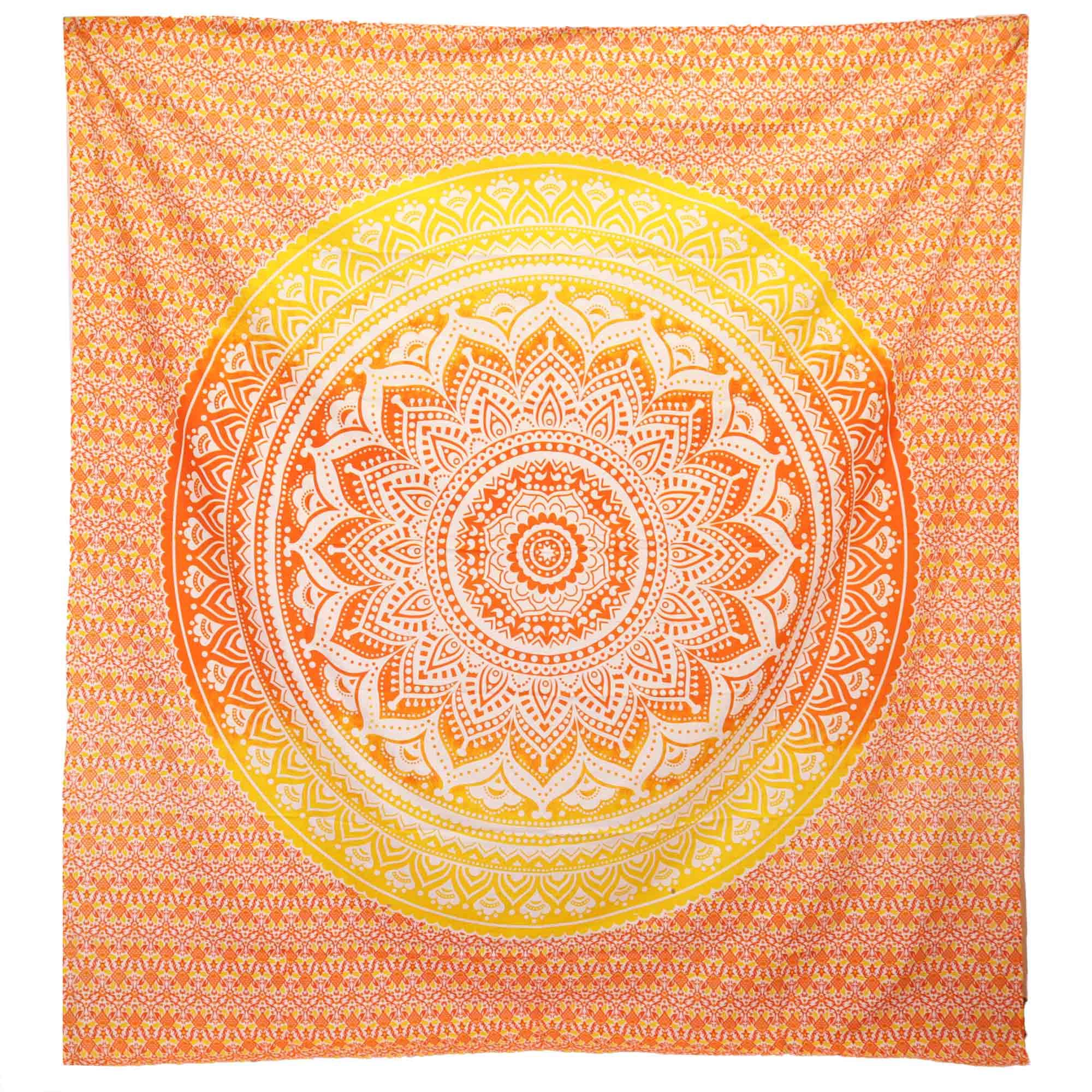 Umrao Mandala Orange Wall Hanging and Beach Spread for Decor