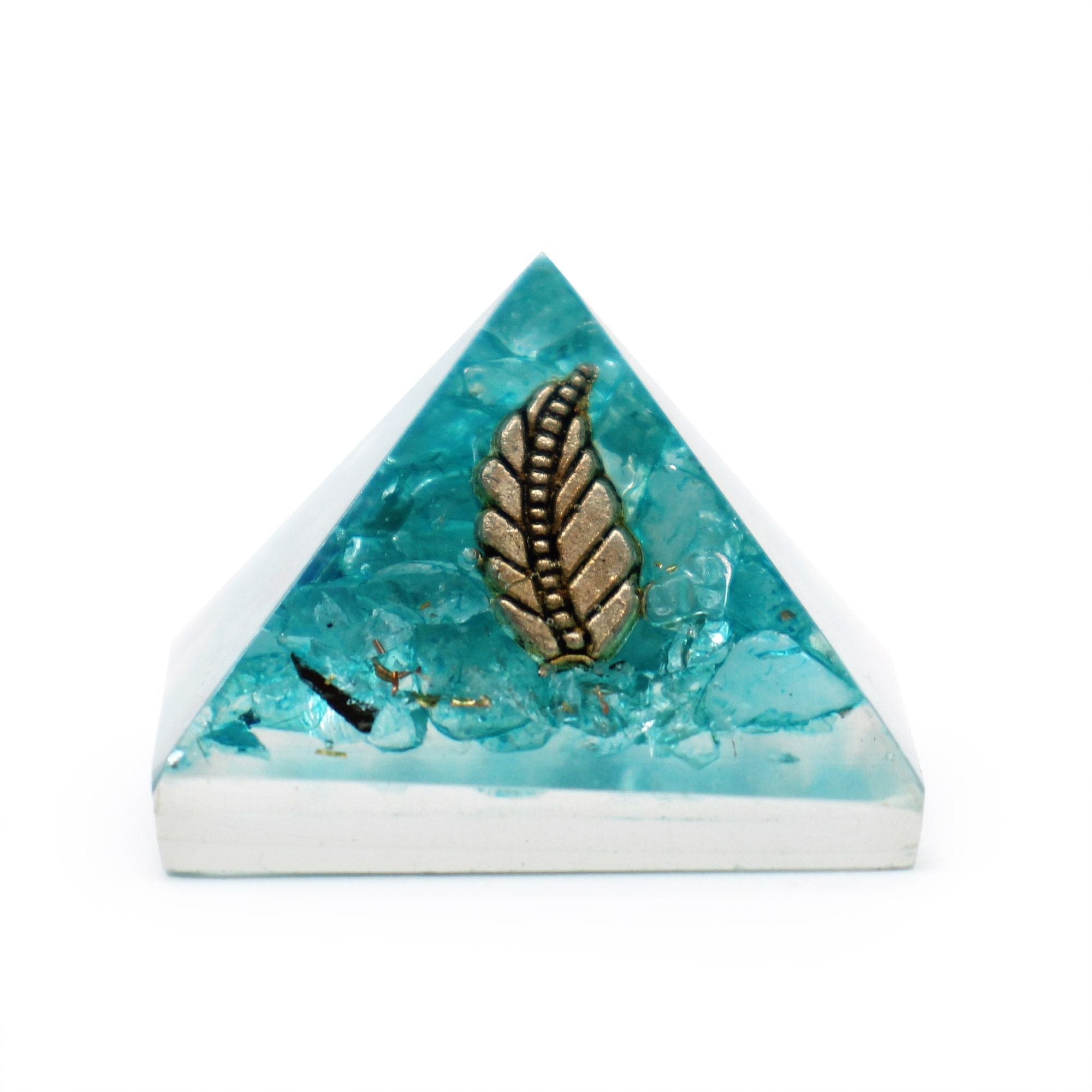 Small Orgonite Pyramid 25mm with Gemchips and Copper Designs