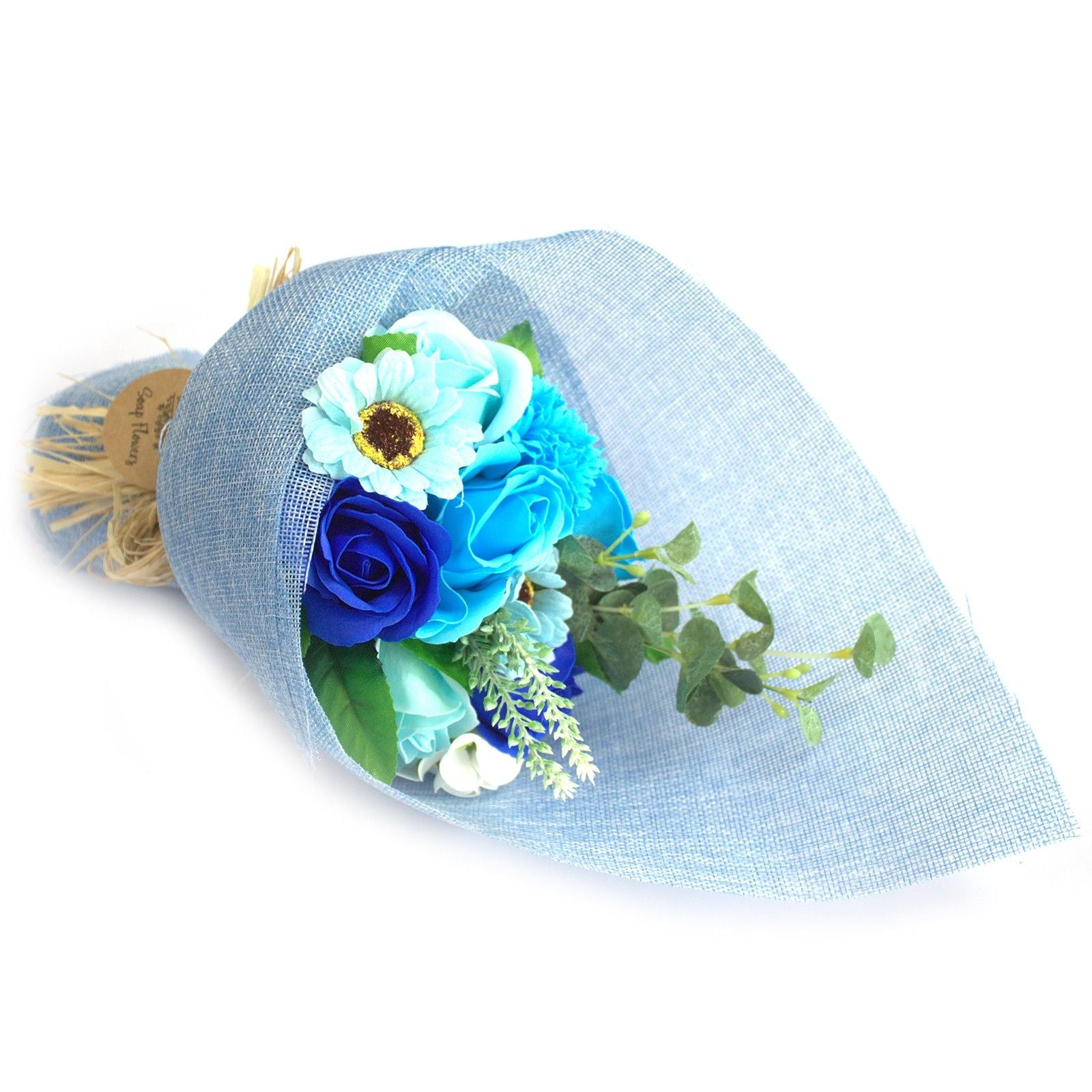 Standing Soap Flower Bouquet in Blue for a Luxurious Bath Experience