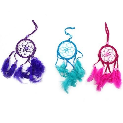 Bali Dreamcatchers Small Round Turquoise Pink Purple Design Decor