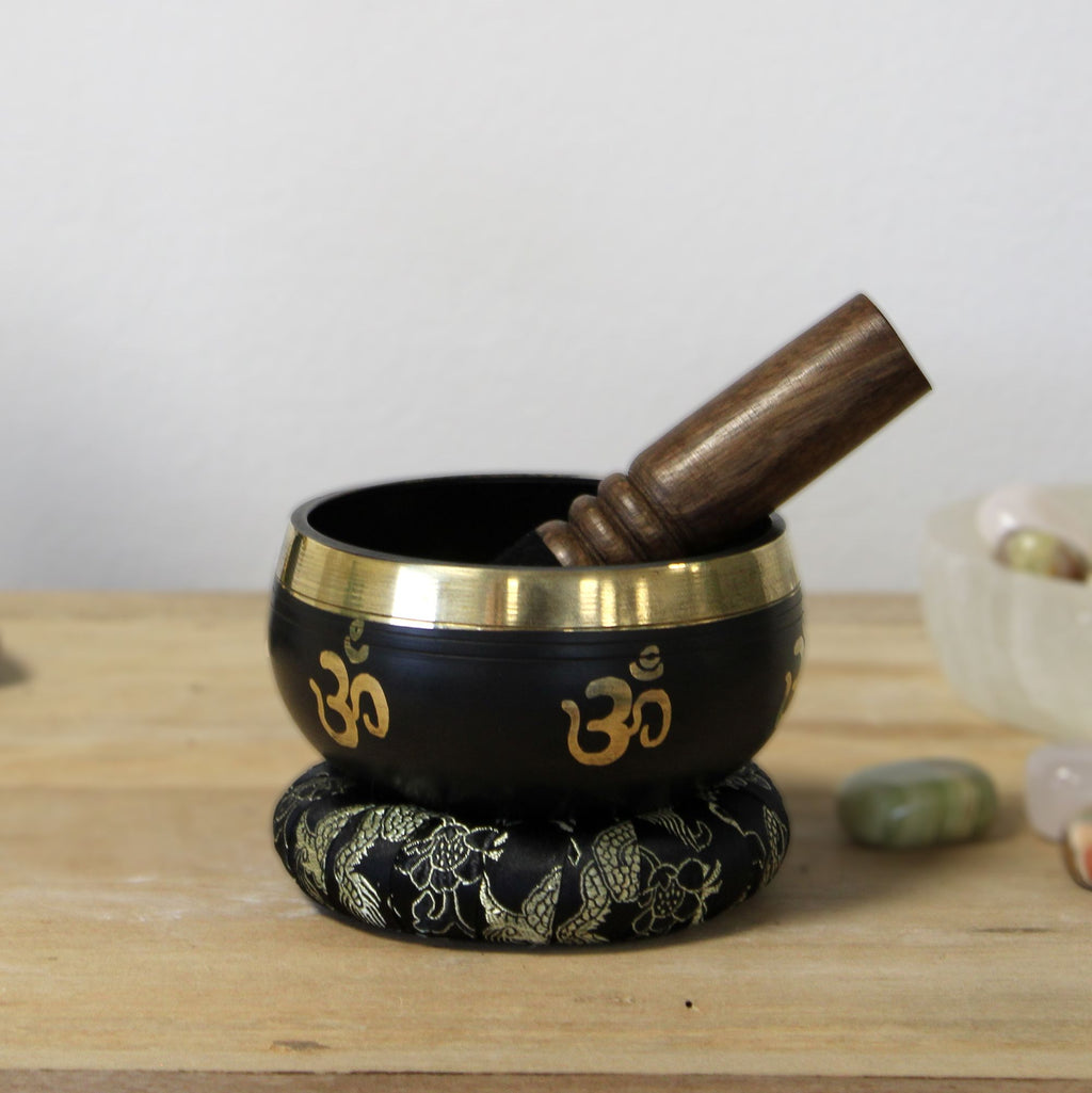 Yoga Om Singing Bowl Set for Meditation and Mindfulness Practice