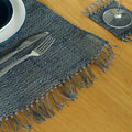 Seagrass Fringe Natural Placemat in Charcoal for Dining Style