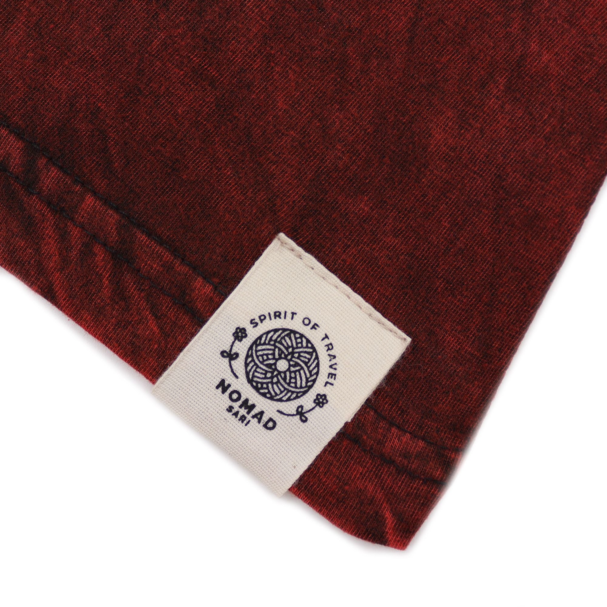 Nomad Sari Stonewashed Cotton T Shirt with Mandala Print Maroon