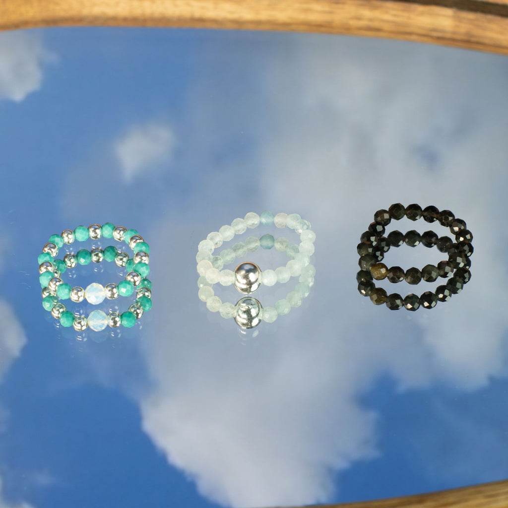 Nymph Spirit Gemstone Ring Set Endless Ocean for Unique Style
