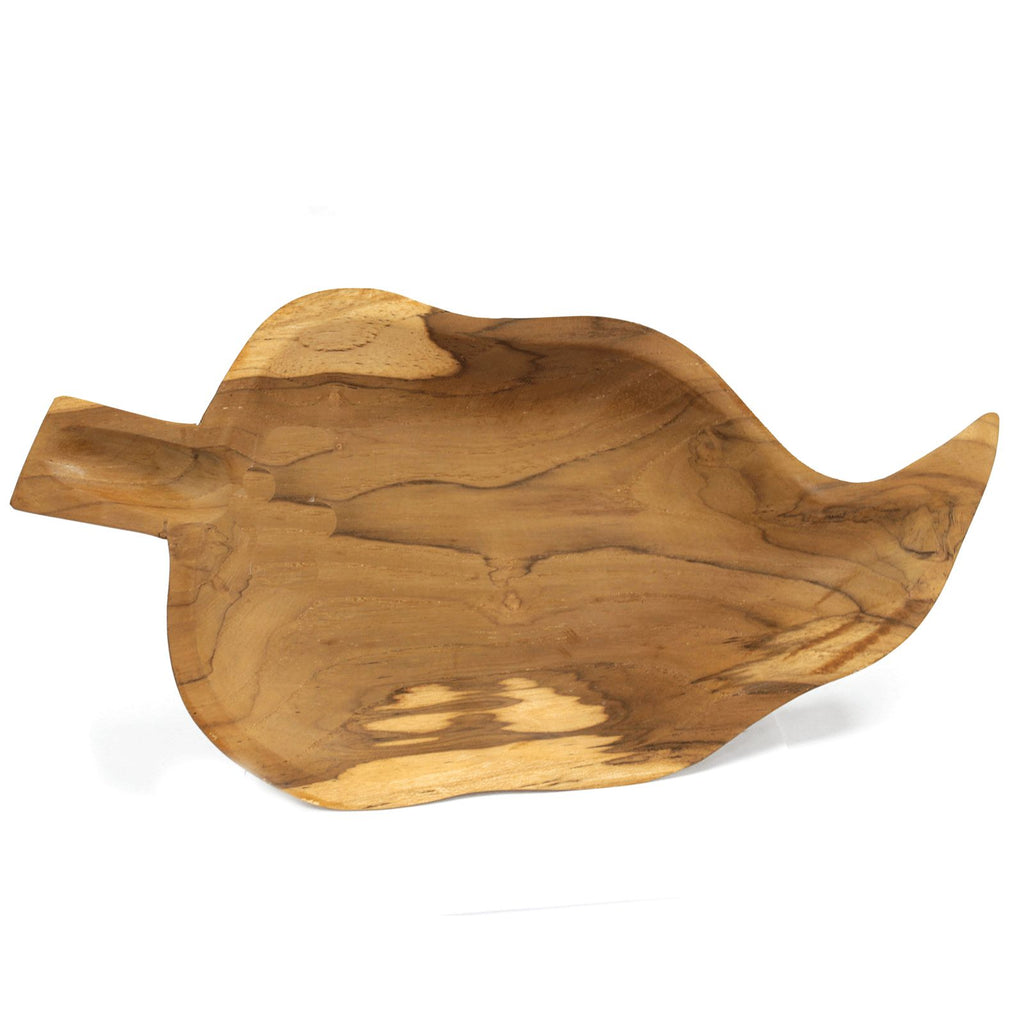 Teak Leaf Shaped Bowl for Unique Natural Home Decor Display