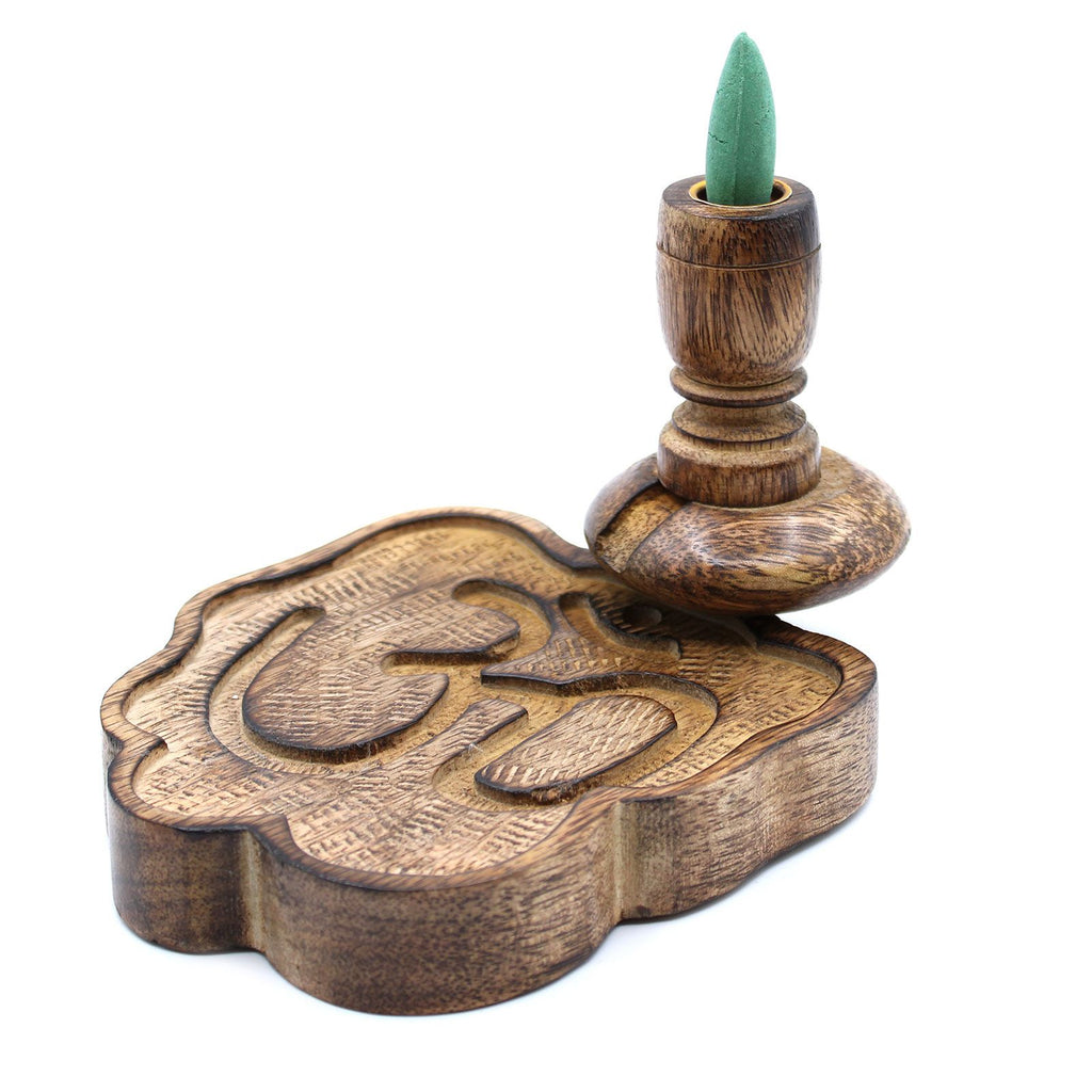 Small Mango Wood Backflow Burner Ohm for Unique Aromatic Experiences