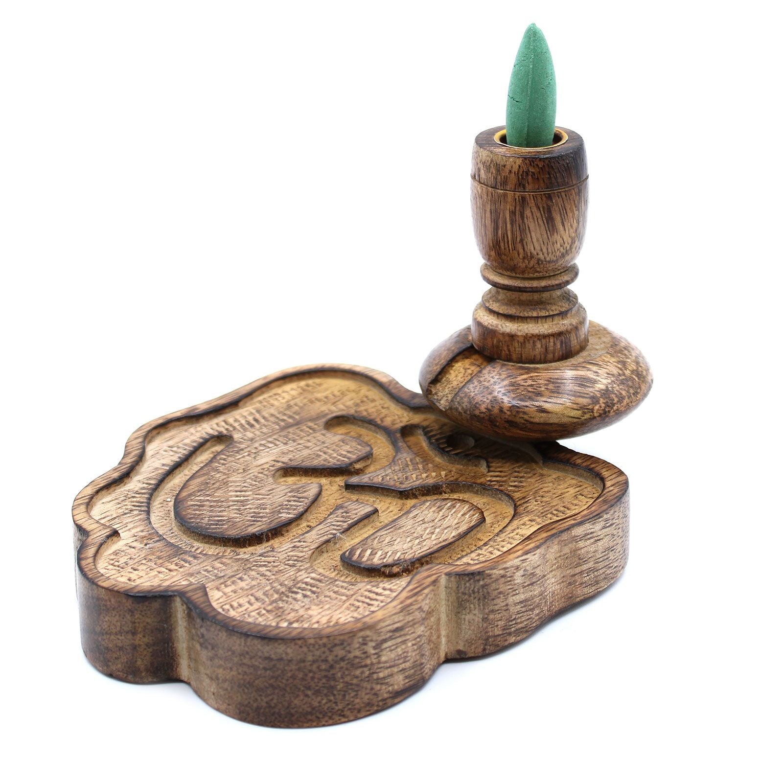 Small Mango Wood Backflow Burner Ohm for Unique Aromatic Experiences