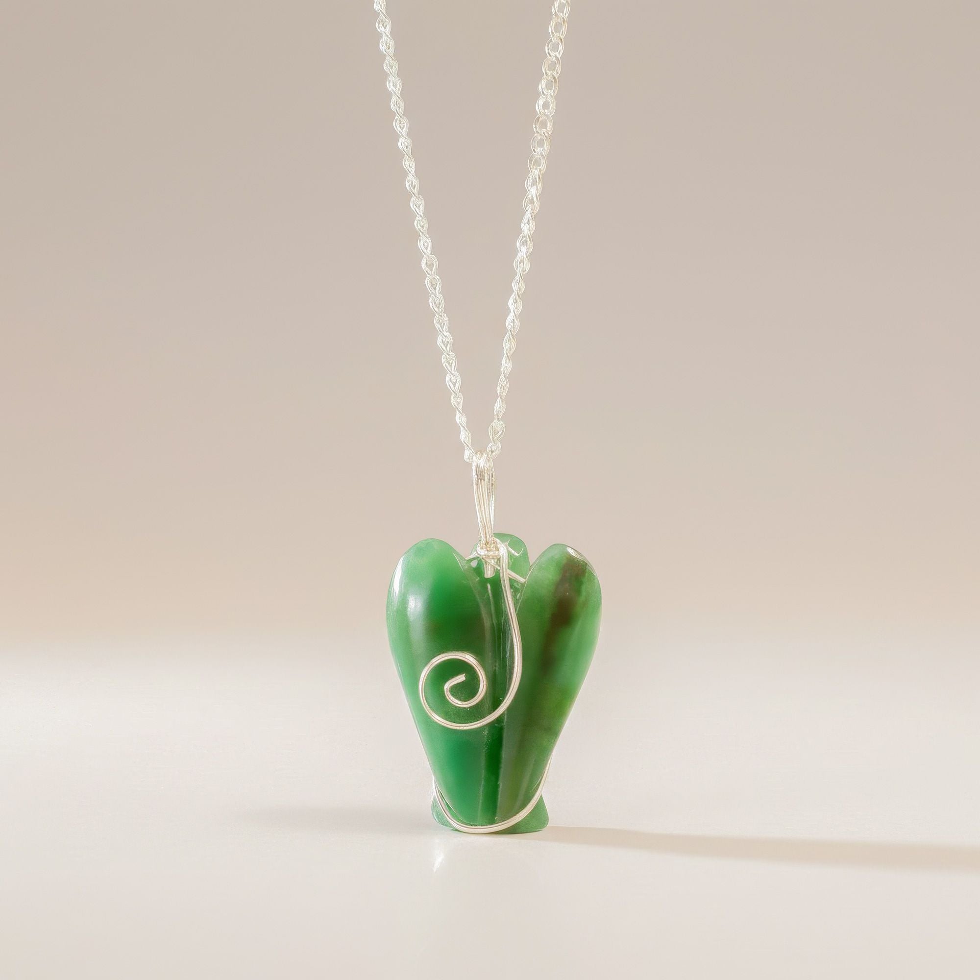 Gemstone Guardian Angel Pendant in Green Aventurine Design