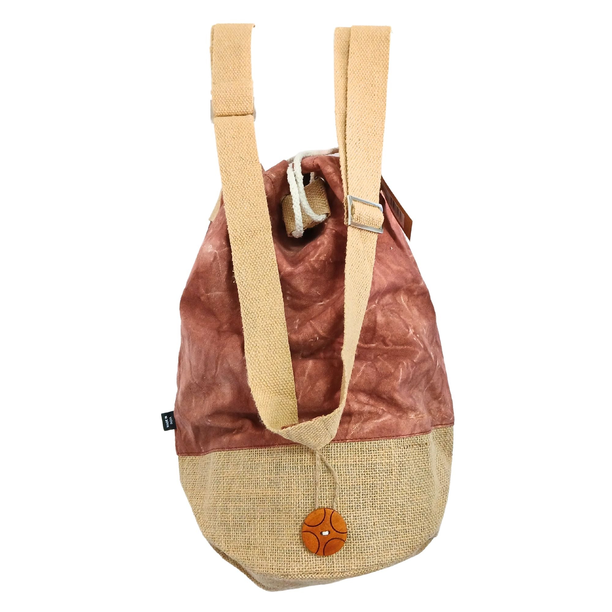 All Natural Backpack in Terracotta Stonewash with Hamsa Design