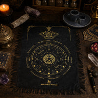 Pendulum Divination Cloth – Mystic Moth Black & Gold Cotton