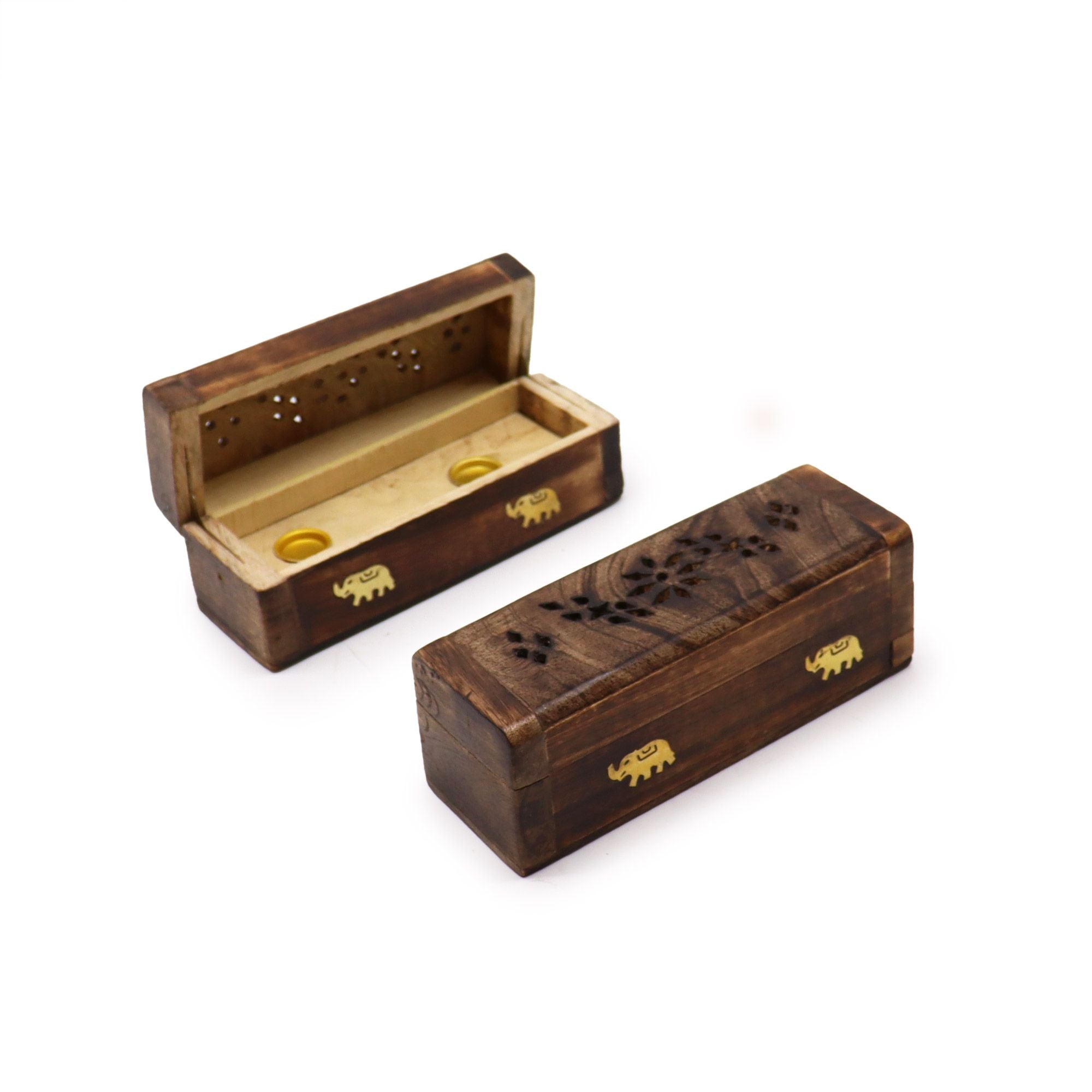 Beautiful Mango Wood Incense Cone Smoke Box Holder 6 Inch Design