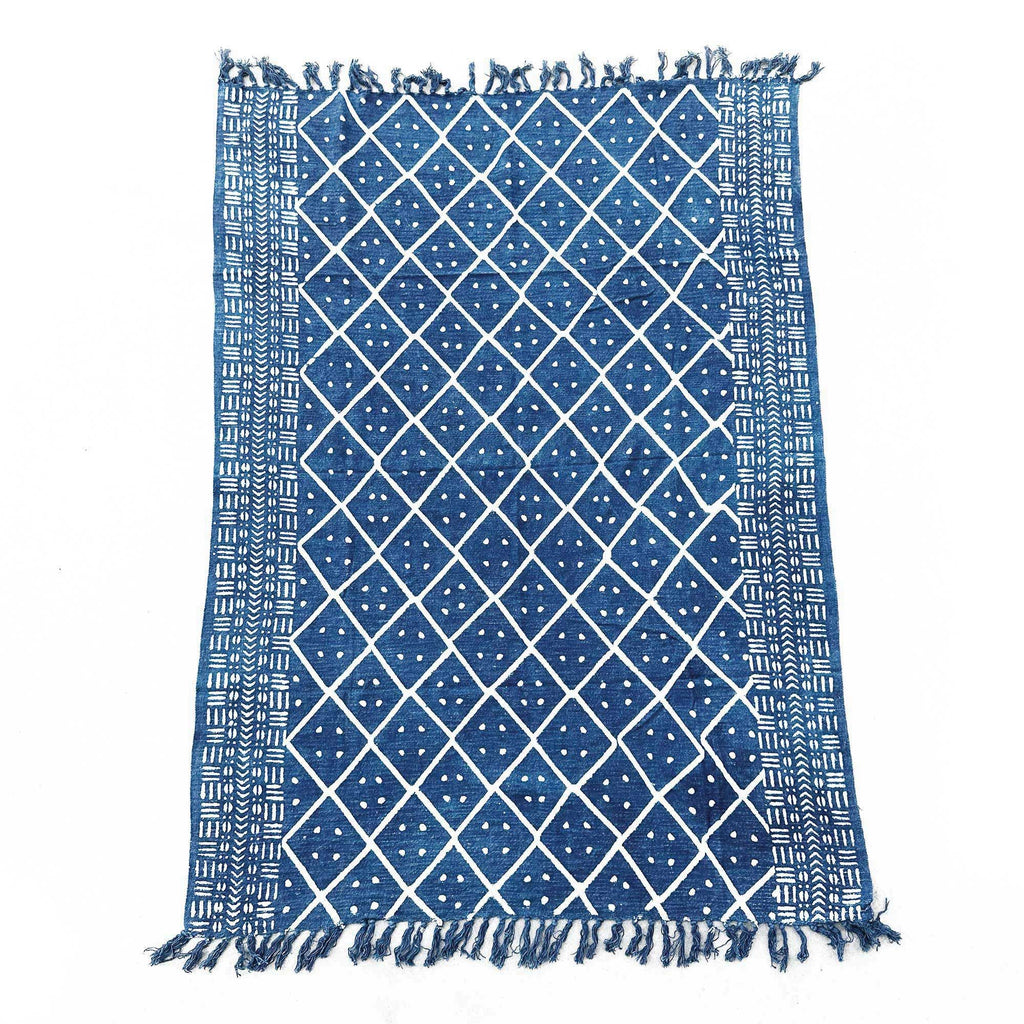Handmade Indigo Throw Midnight Heerak for Elegant Home Decor