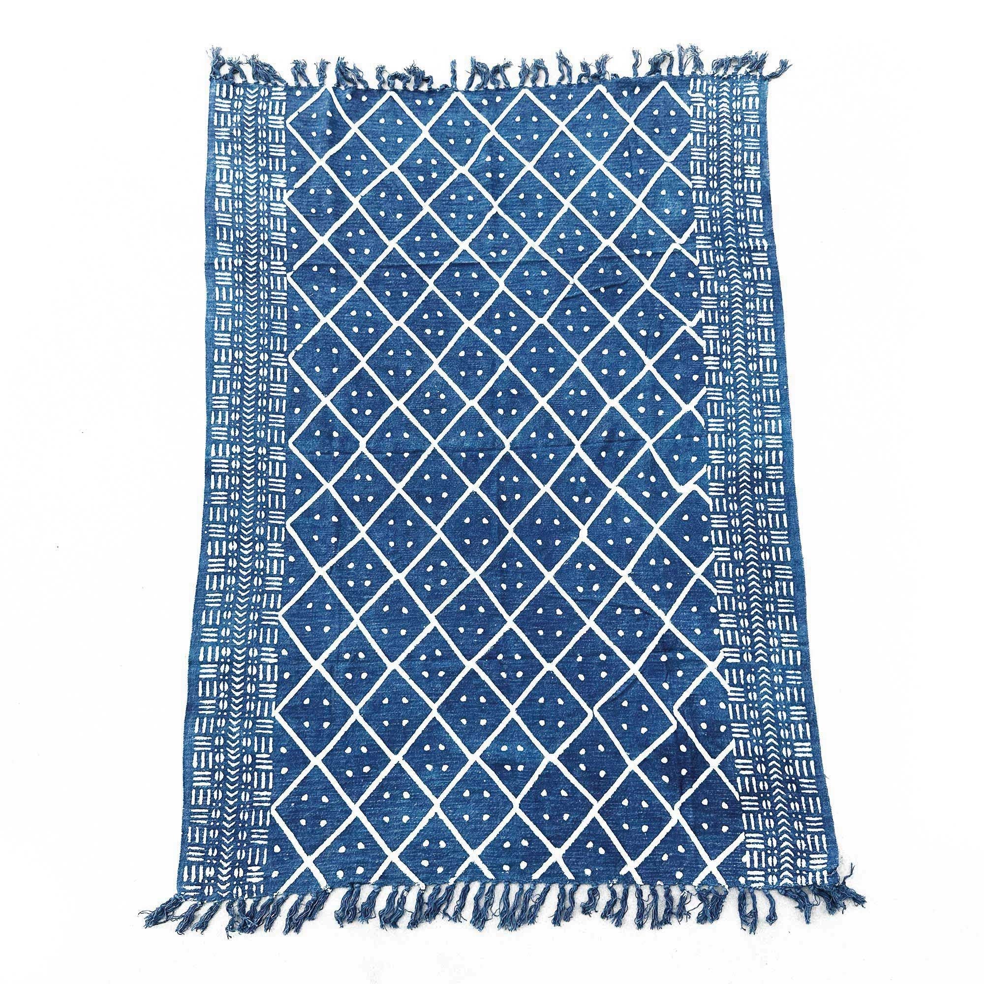 Handmade Indigo Throw Midnight Heerak for Elegant Home Decor