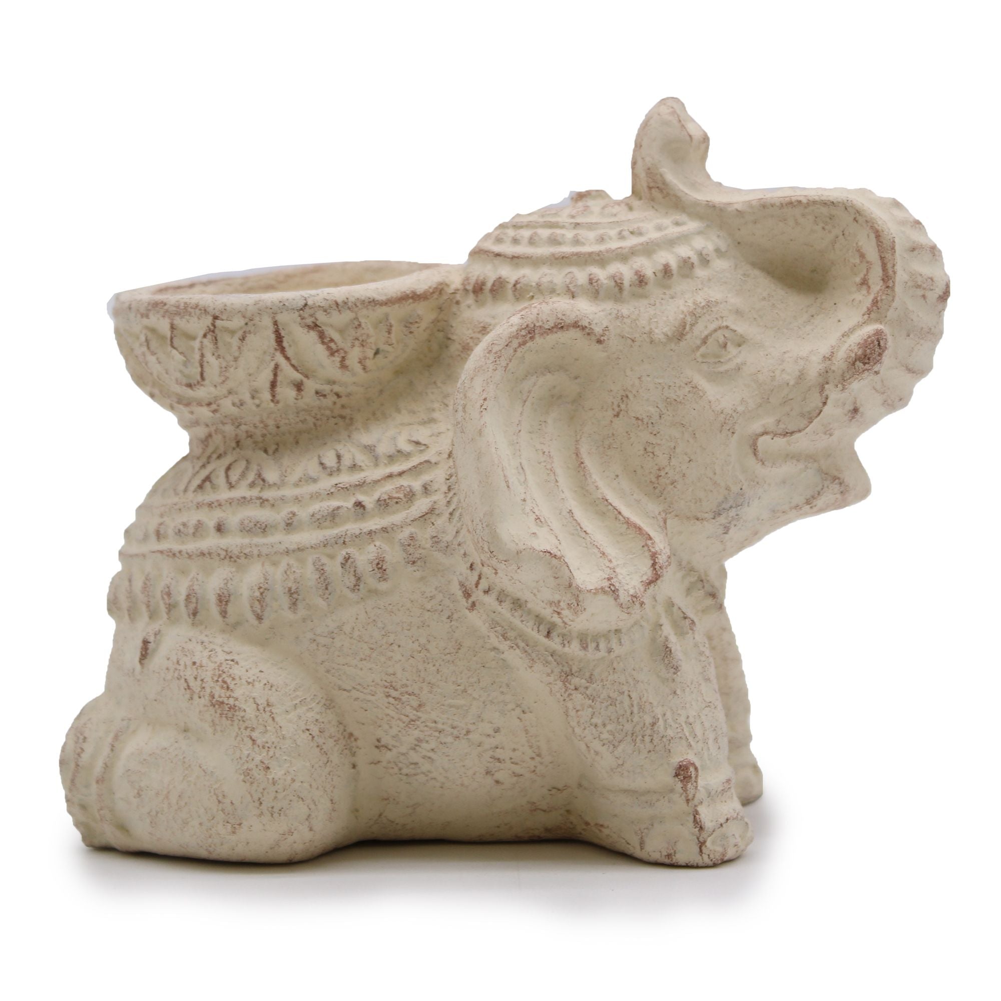 Elegant Cream Elephant Incense and Candle Holder for Home Decor