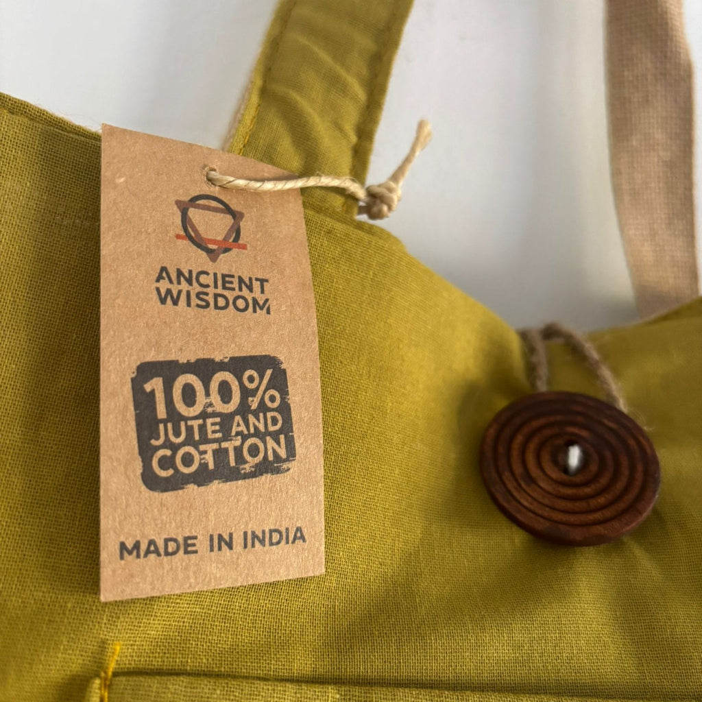 Jute & Cotton Reversible Big Bag in Pistachio for Daily Use