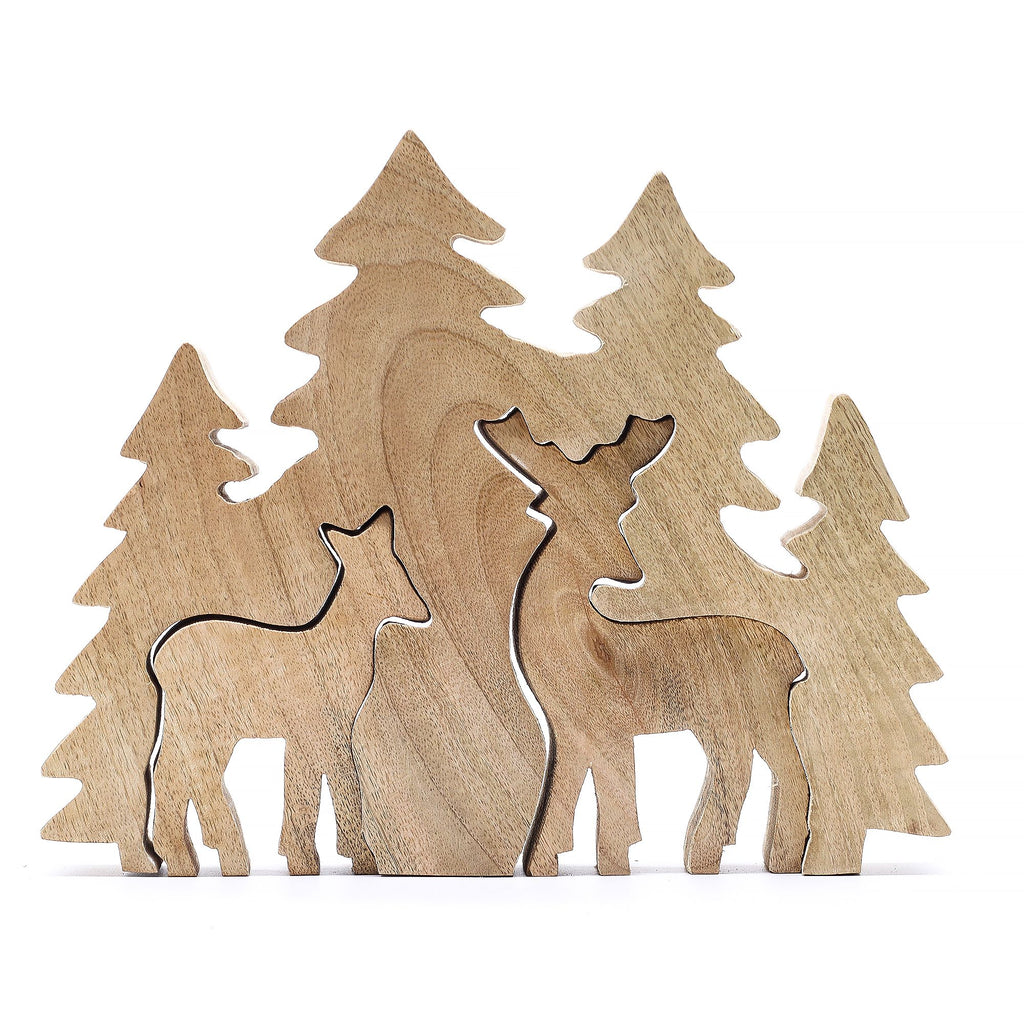Lost in the Forest Two Deer 3D Wooden Decoration for Home Decor