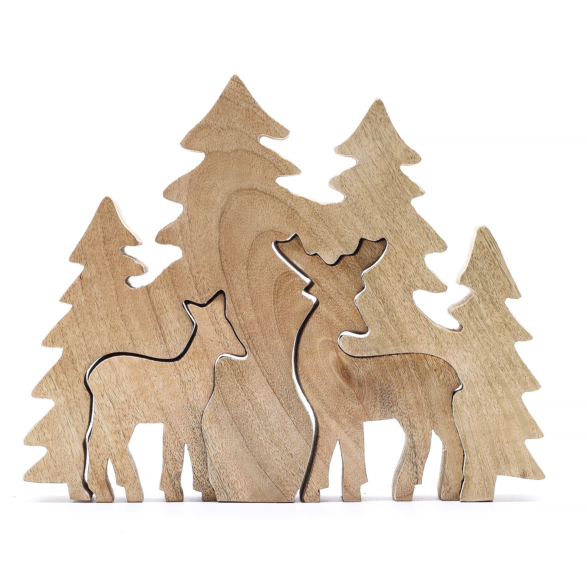 Lost in the Forest Two Deer 3D Wooden Decoration for Home Decor
