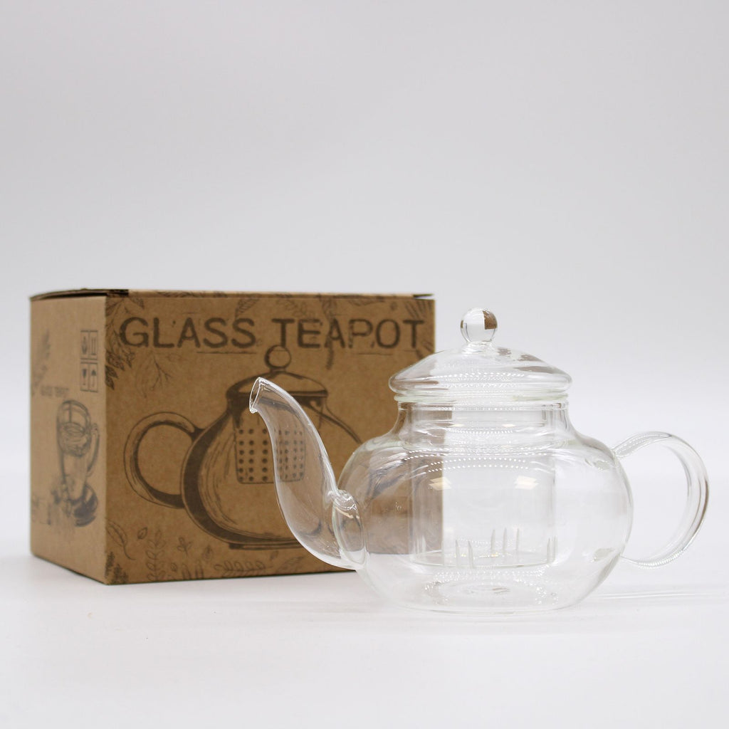 Glass Infuser Teapot Round Pearl 400ml with Gift Box