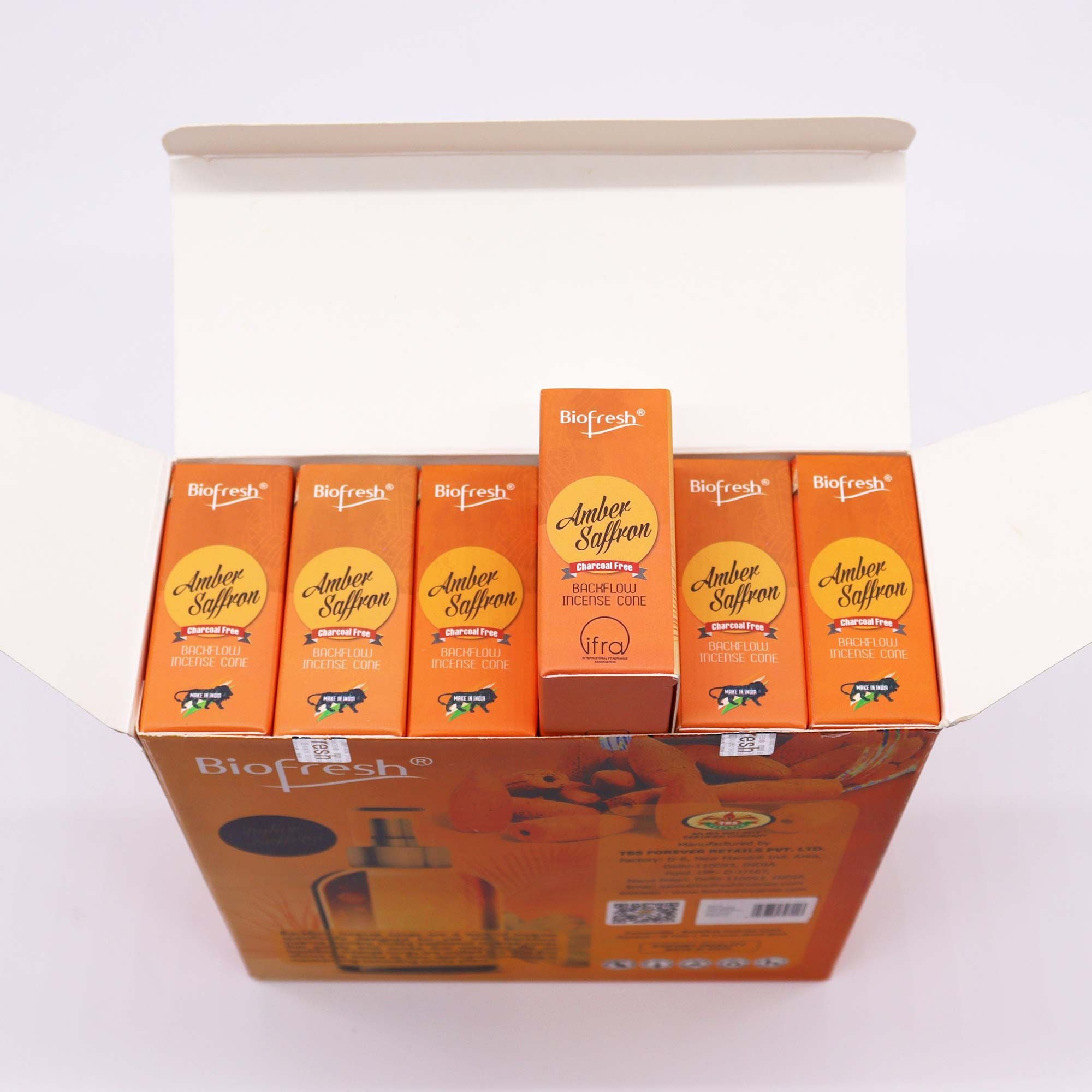 Biofresh Backflow Incense Cones Amber Saffron for Relaxation and Calm