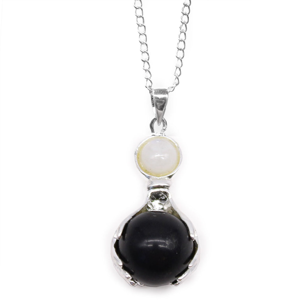Gemstone Healing Hands Pendant in Black Agate Design