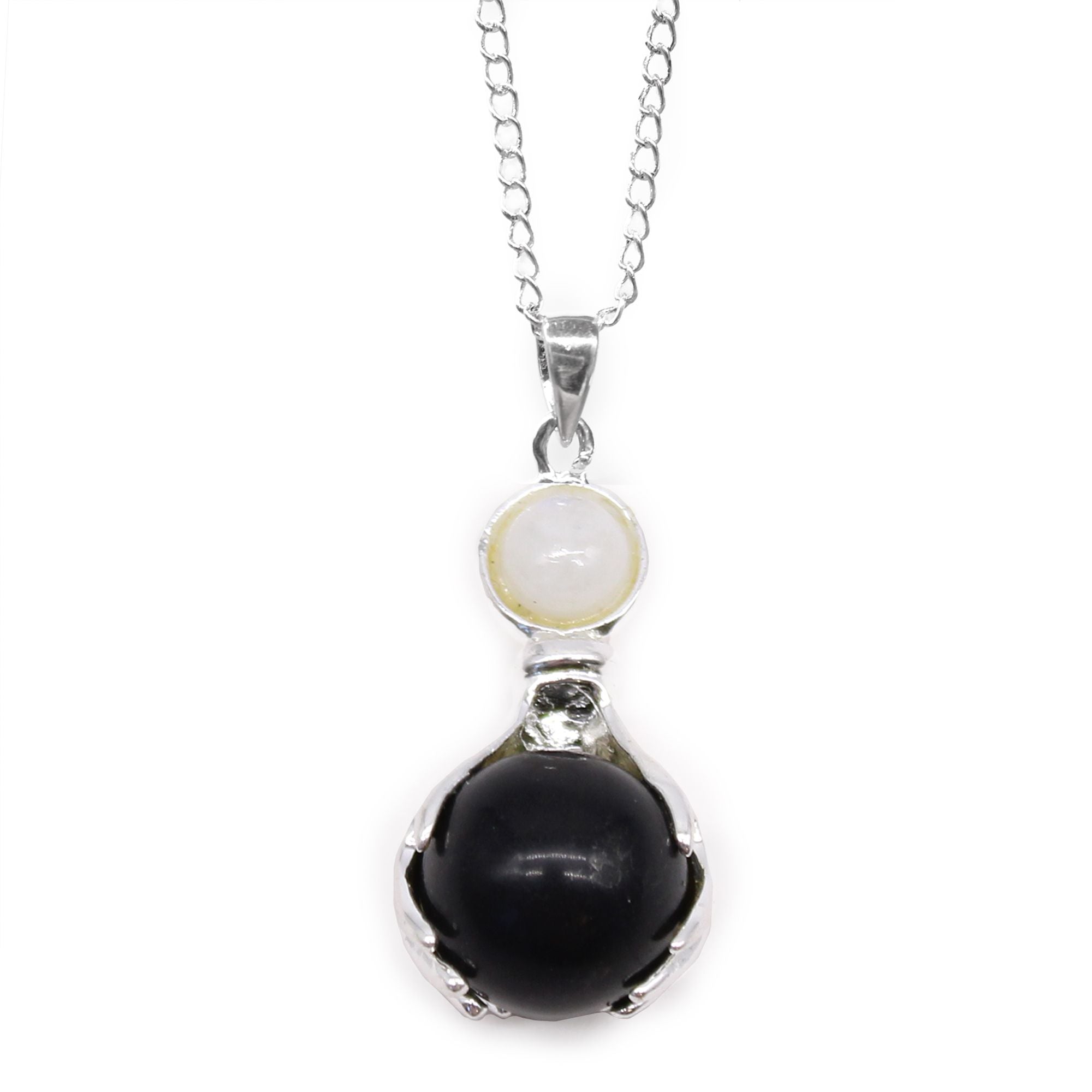 Gemstone Healing Hands Pendant in Black Agate Design