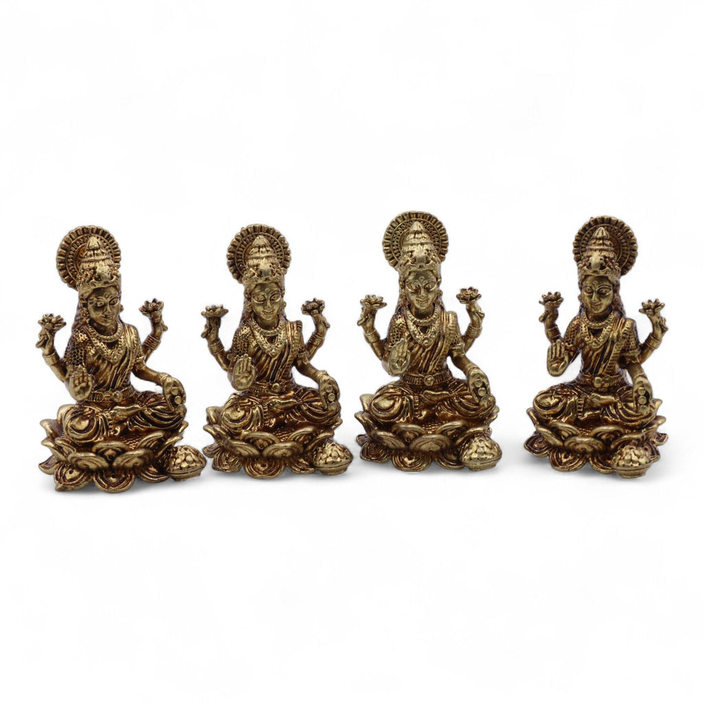 Brass Miniature Goddess Laxmi Statue for Prosperity and Abundance