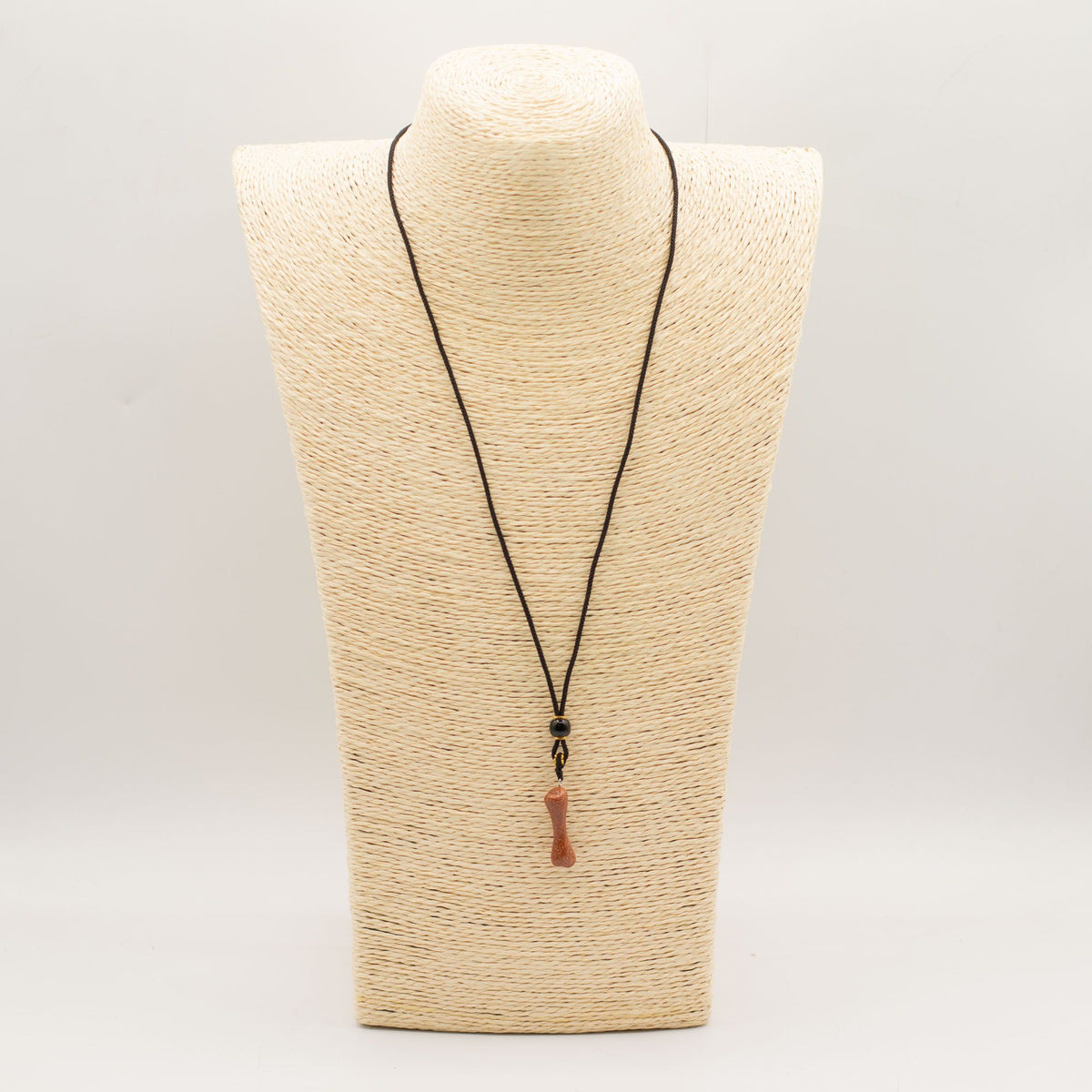 Cord Necklace Gemstone Pendant - Goldstone Bone