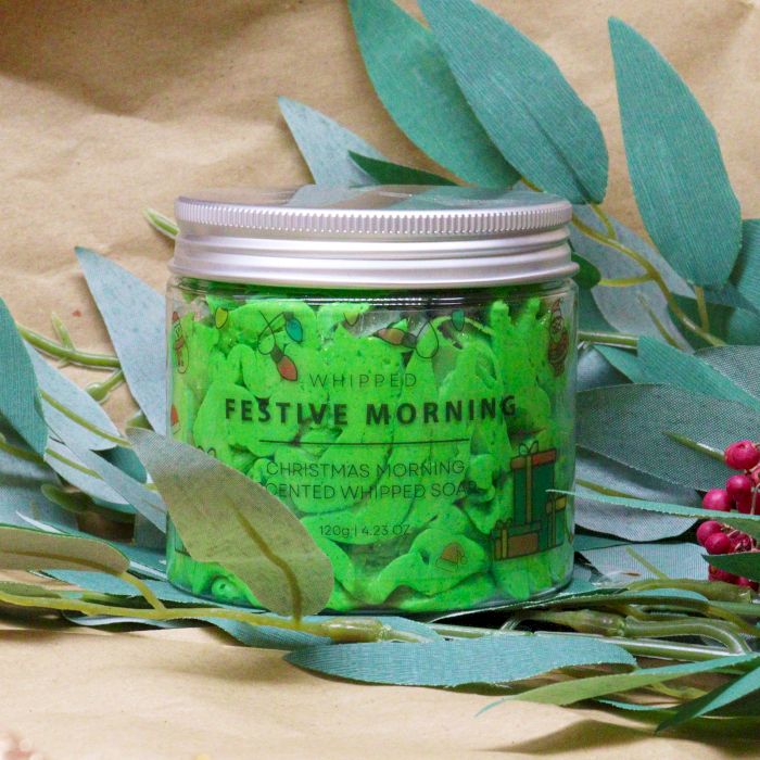 Festive Morning Whipped Soap 120g with Charming Christmas Trees