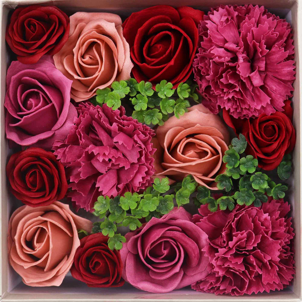 Square Box of Vintage Roses Soap Flower Gift Set for Weddings