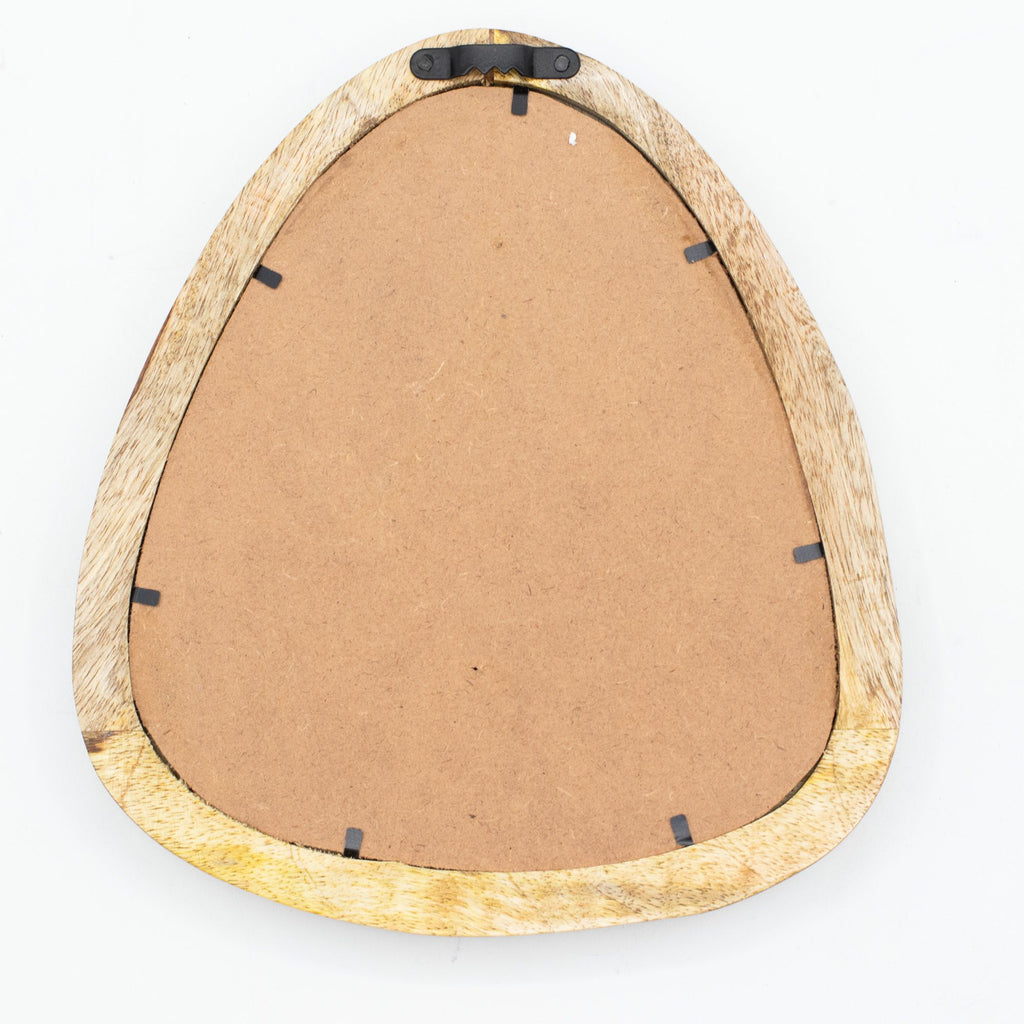 Set of 3 Pebble Shaped Mirrors in Light Wood Finish for Home Decor
