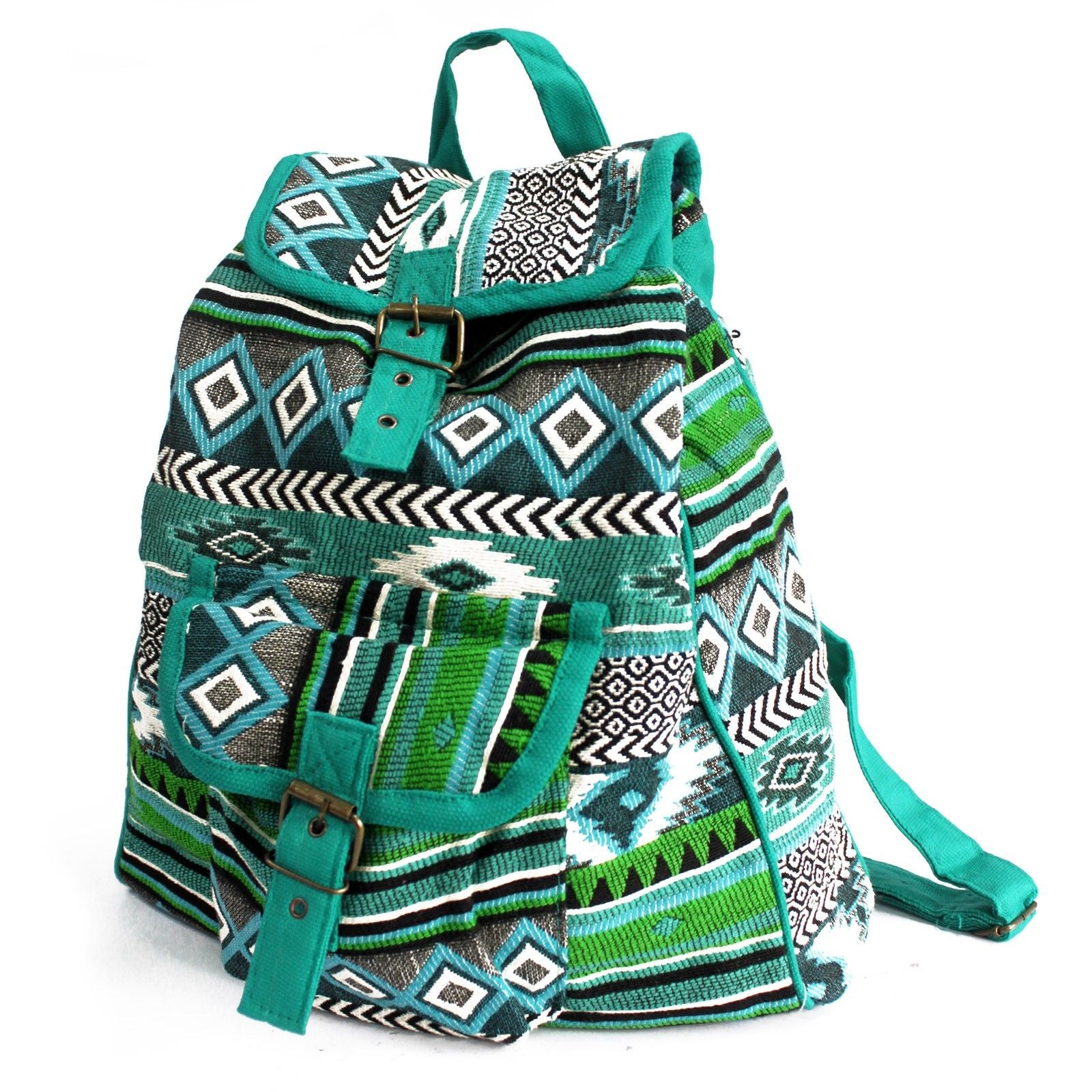 Stylish Teal Jacquard Backpack for Travel and Everyday Adventures