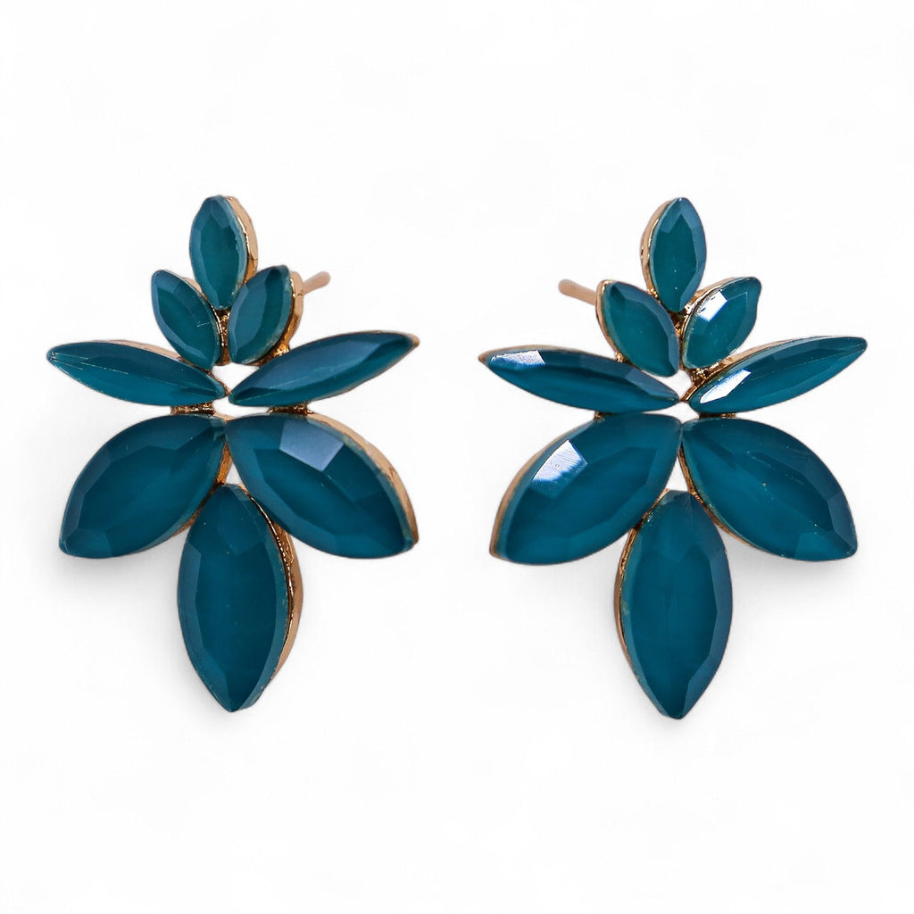 Teal Green Vintage Glass Flowers Earrings for Nature Lovers Gift