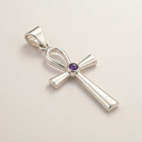 Indian Devotional Pendant - Silver Plated (45cm Cord)- Ankh Symbol of Eternal Life
