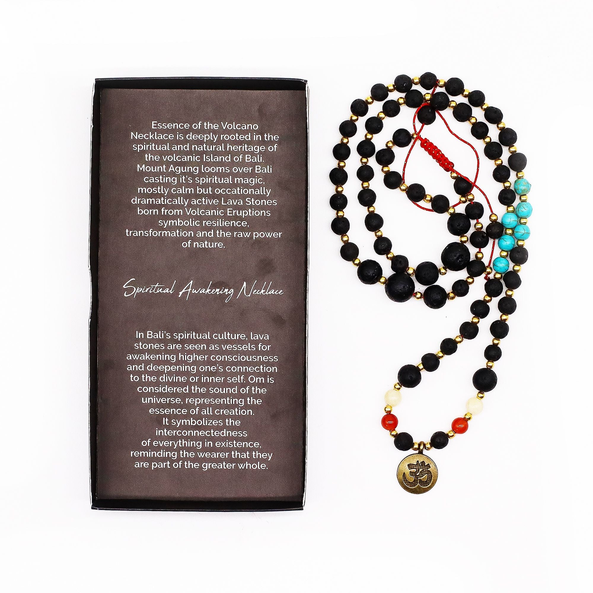 Essence of the Volcano Necklace with Om Pendant and Beads