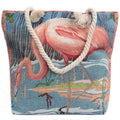 Pink Flamingo Rope Handle Bag for Stylish Beach Days and Travel Fun