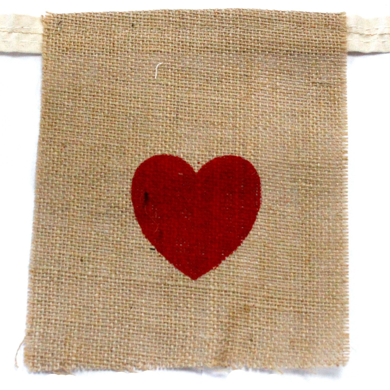 Natural Bunting I LOVE YOU Large with Hearts for Parties