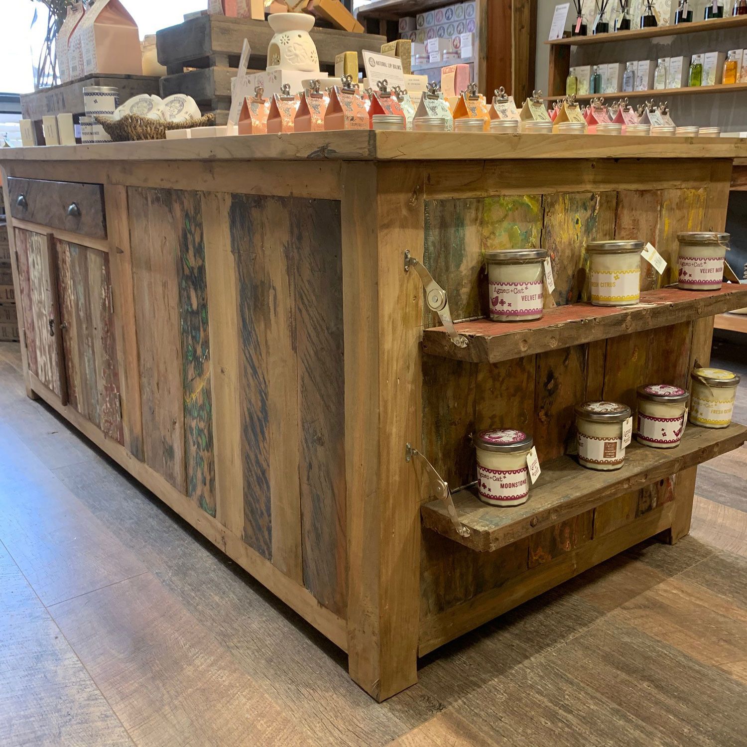 A&C Large Centre Display Table with Storage and Four Shelves