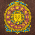 Nomad Sari Stonewashed Cotton T Shirt with Sun and Zodiac Design
