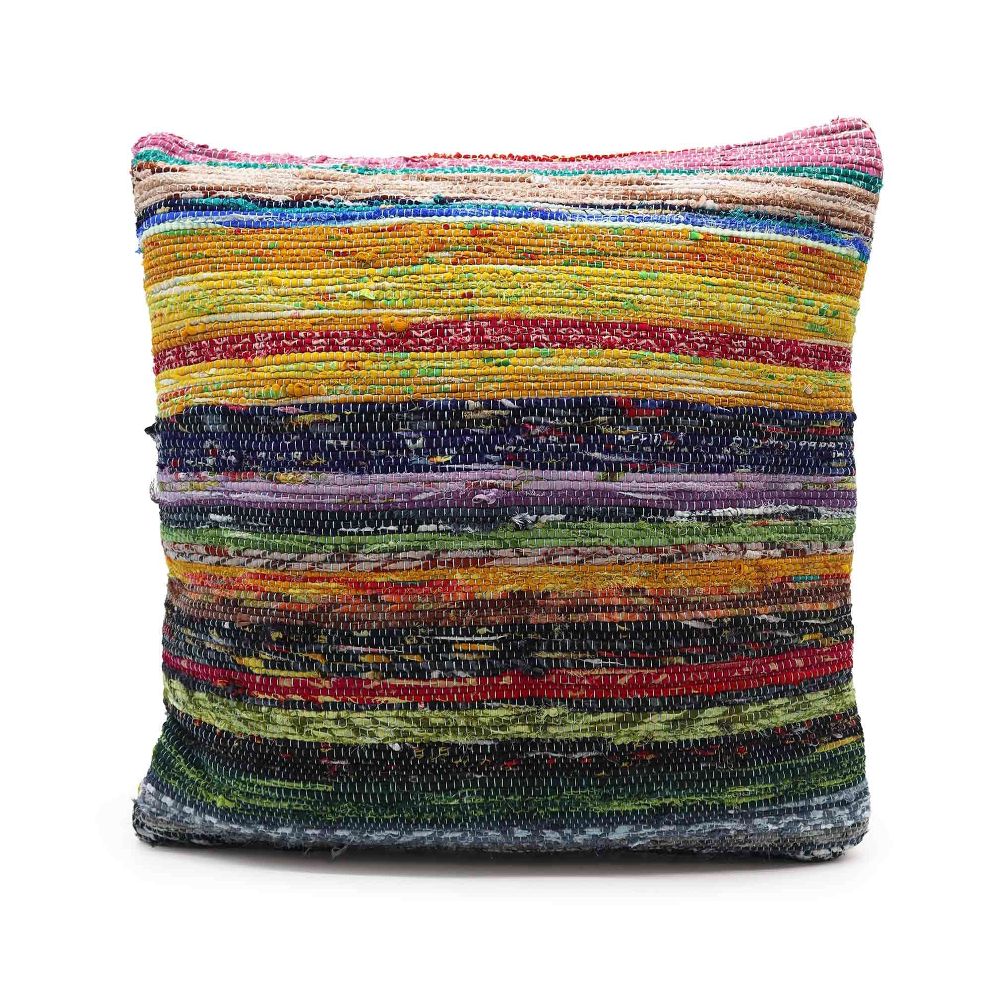 Rag Rug Cushion Covers in Sunrise Oranges for Vibrant Home Decor