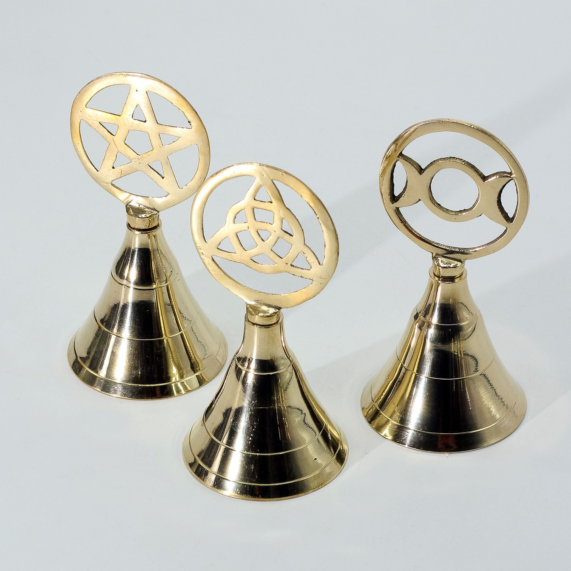 Altar Brass Bell with Pentagram Design for Rituals and Home Decor