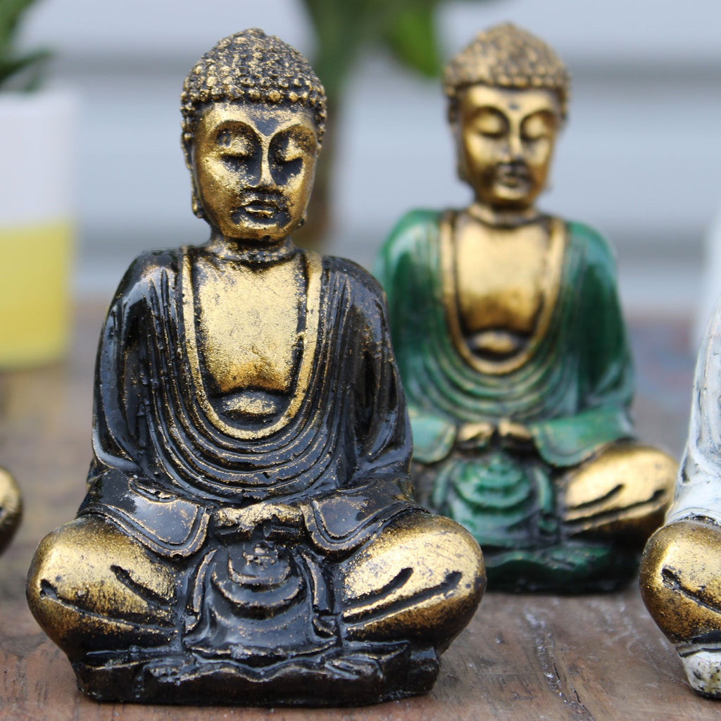 Gold Mini Buddha Statues in Assorted Colours for Home Decor