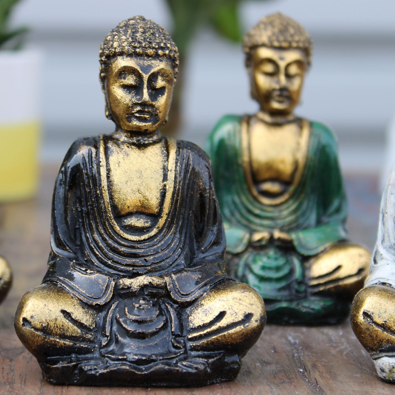 Gold Mini Buddha Statues in Assorted Colours for Home Decor