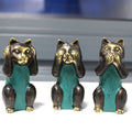 Set of 3 Brass Cats See No, Hear No, Speak No Evil Figurines