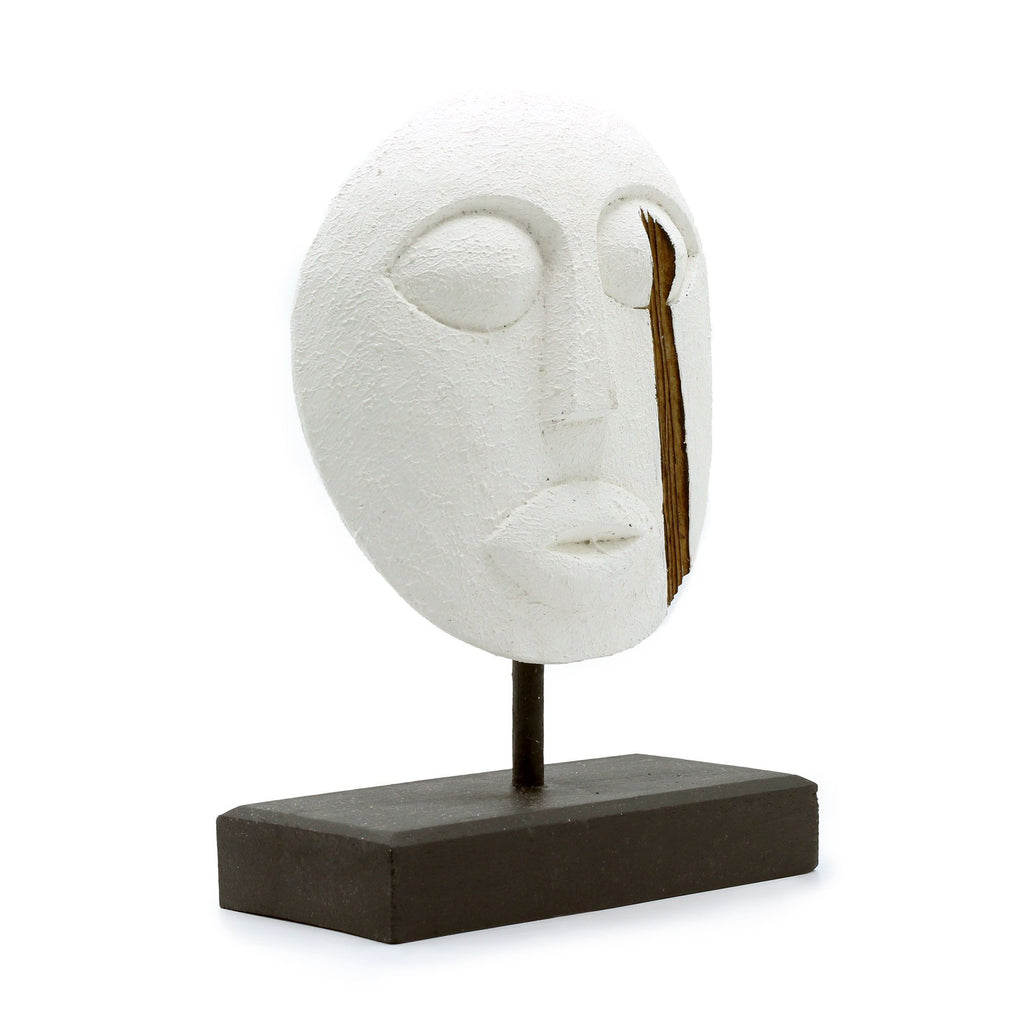 Timor Tribal Decorative Mask in White for Unique Home Decor