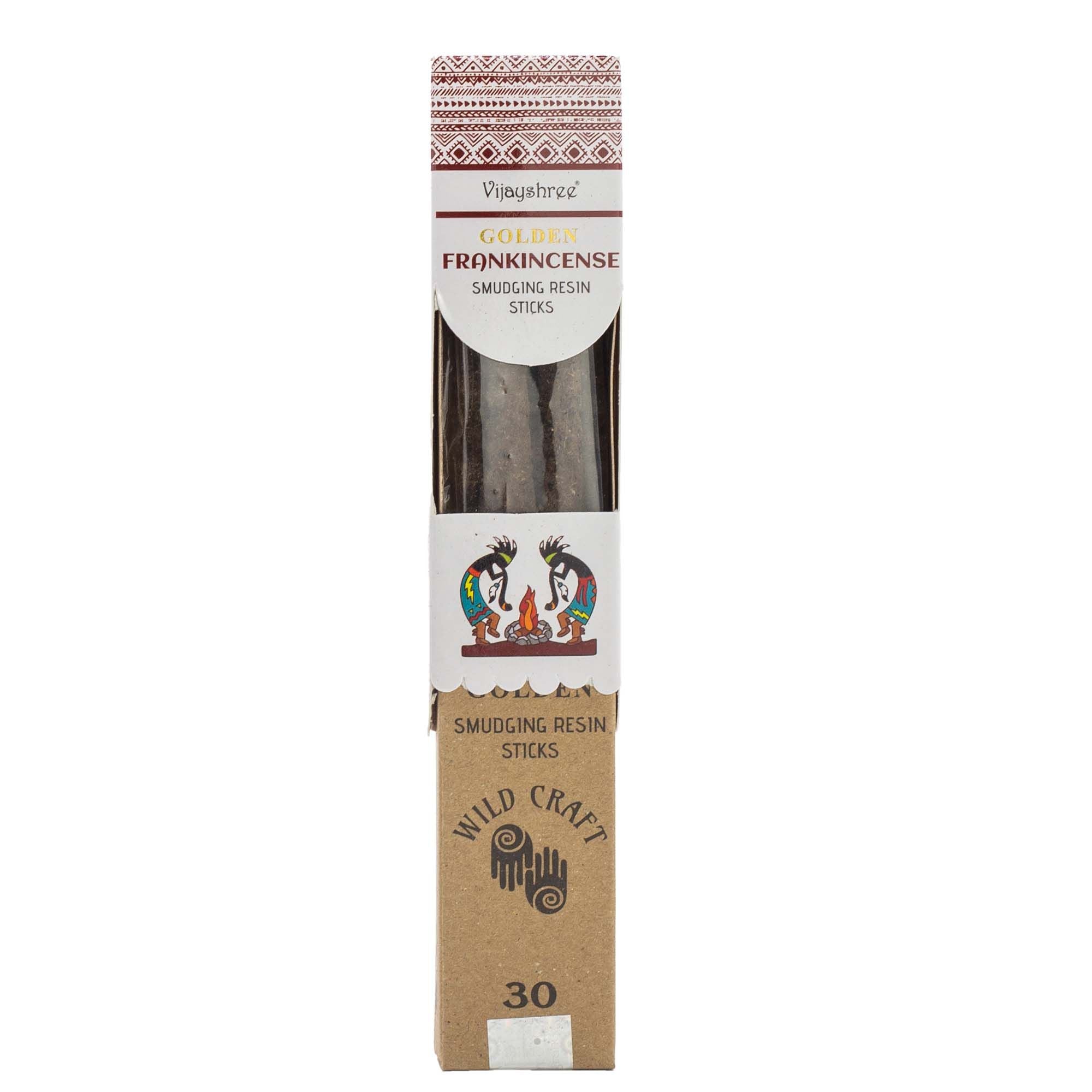 Golden Frankincense Smudging Resin Sticks in Illustrated Box