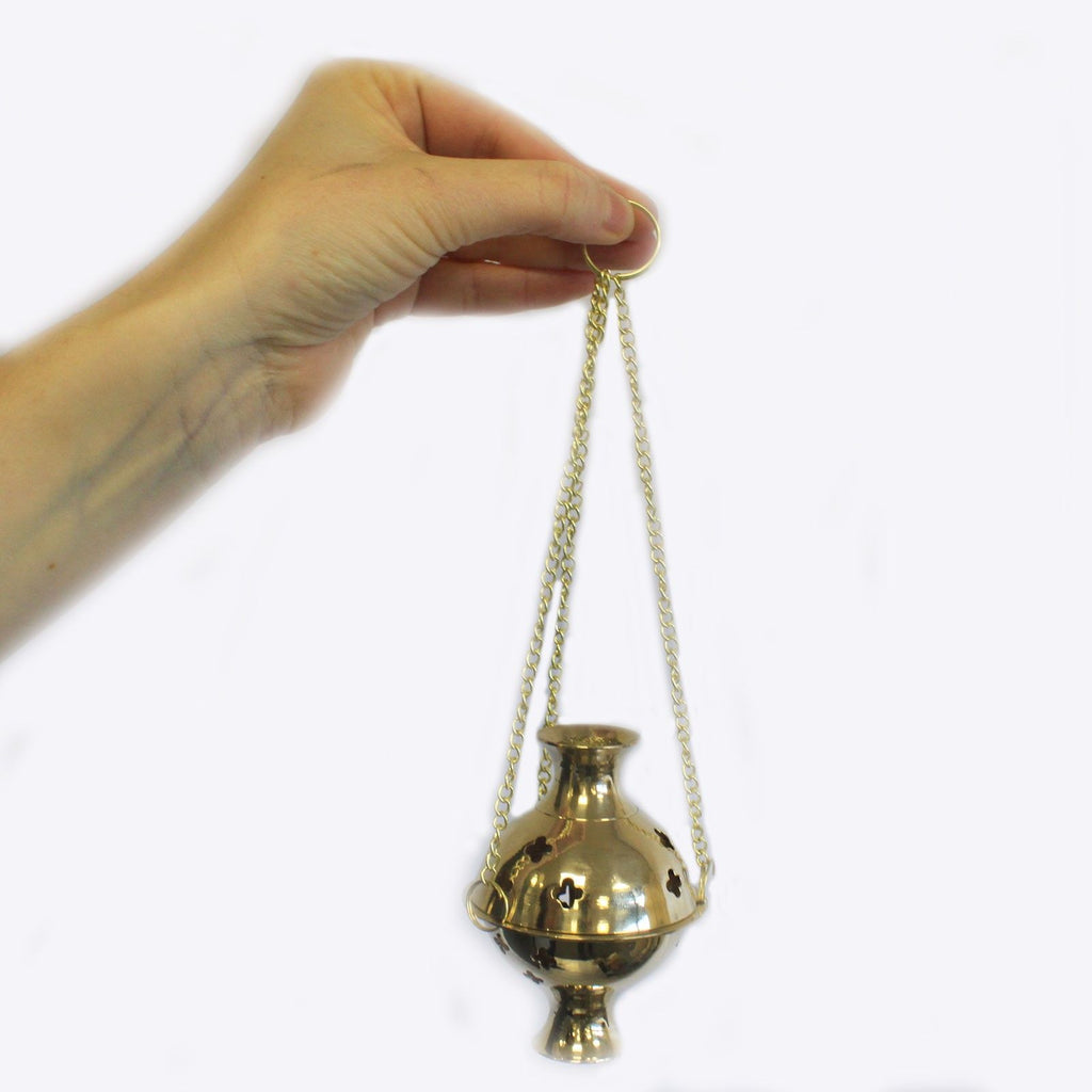 Hanging Brass Incense Burner for Elegant Home Décor and Rituals