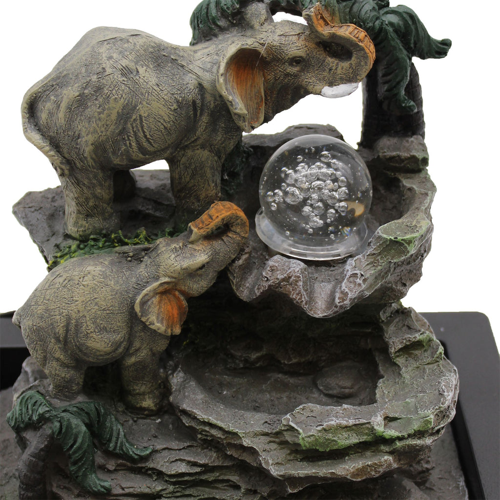 30cm Elephant Family Tabletop Water Feature for Indoor Decor